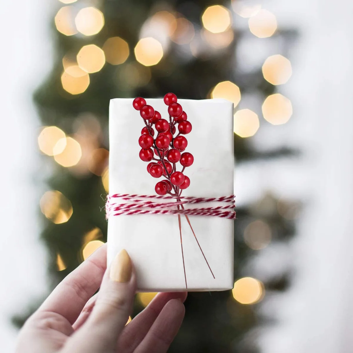 

10Pcs Christmas Berry Branches -Like Artificial Decoration Home Wedding Party Gift Wrapping Photography Props