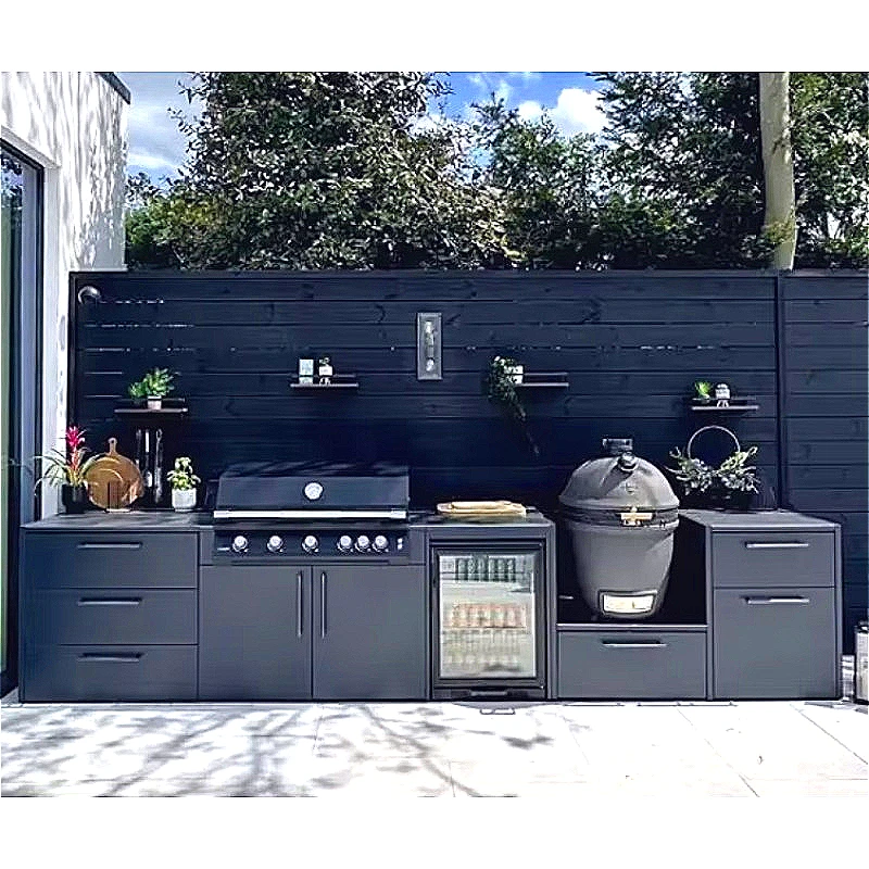 Outdoor Kitchen Island Stainless Steel BBQ Grill Prep Station Sink Storage Drawers Garden Patio Backyard Cooking Entertainment