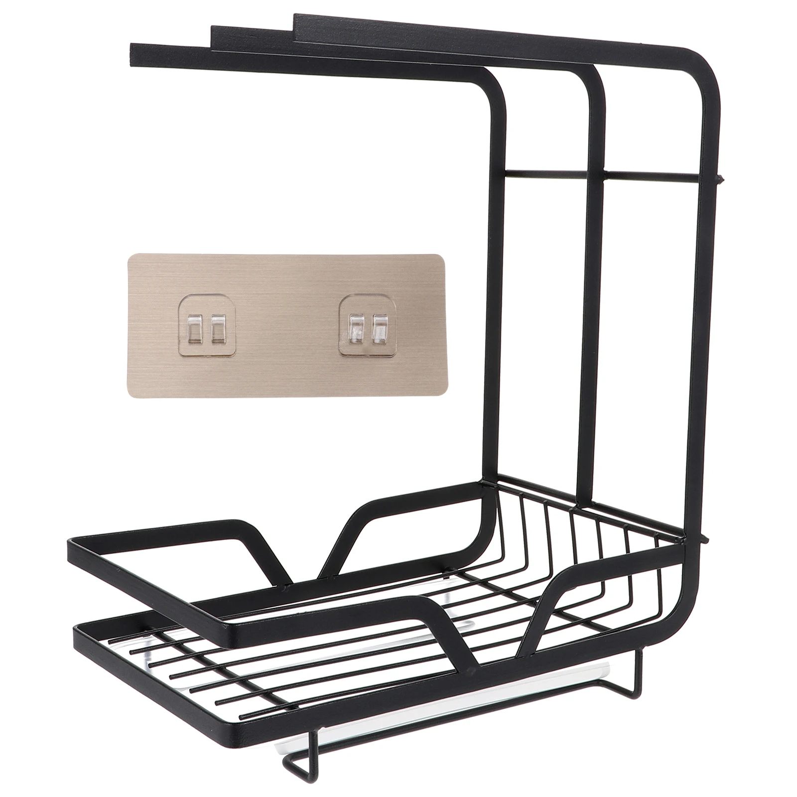 

Wall Mountable Drill Free Storage Rack ABS Premium Metal Kitchen Organizer Cloth Holder Drainer Neat Clean Modern Easy Assemble