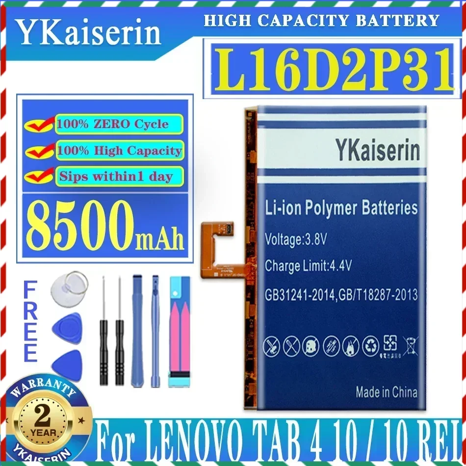 

YKaiserin 8500mAh Replacement Battery L16D2P31 For LENOVO TAB 4 10/10 REL/10 PLUS TB-X304L X304F TB-X704F X704L X504F X504L