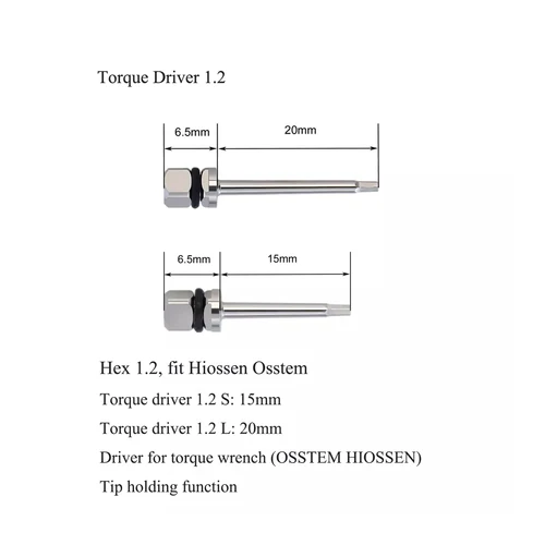 Imagen 2 del producto Implante compatible con Hiossen Osstem Torque Driver Hex 1,2 mm S y L Destornillador Llave dinamométrica