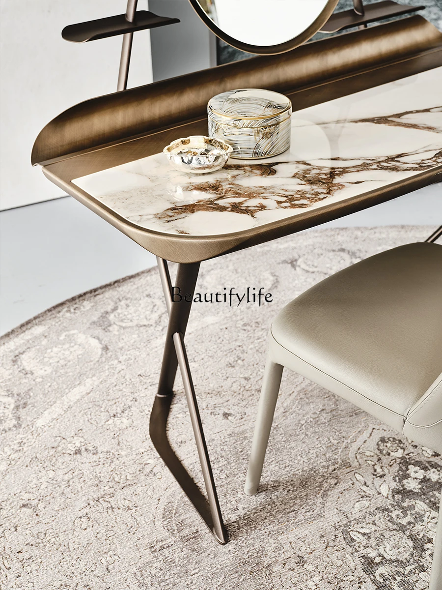 Italian minimalist light luxury dressing table high-end rock slab dressing table desk