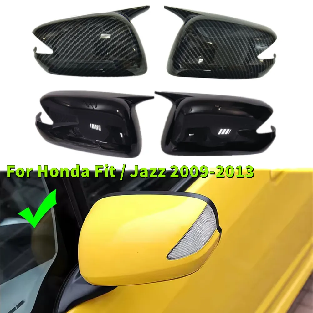 

2PCS For Honda Fit Jazz 2009-2013 Rearview Side Mirror Cover Wing Cap Exterior Door Rear View Trim Car Decoration Accessories
