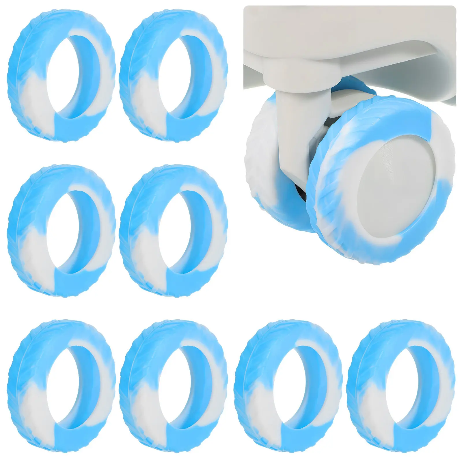 

8 шт. утолщенных силиконовых защитных накладок для колес багажа, амортизирующие, бесшумные, для чемоданов и колясок