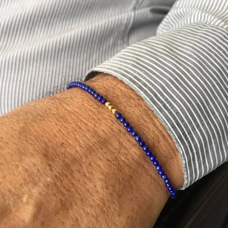 Lapis bracelet for Men Lapis lazuli Bead Bracelet Gold Hematite Mens Bracelet Blue Stone Bracelet Hematite Bracelet