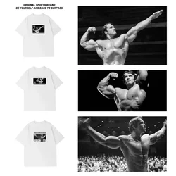 Burning Arnold Schwarzenegger Short Sleeve T-Shirt Fitness Loose Fitness Cotton Heavy Five-quarter Sleeve GASP Muscle