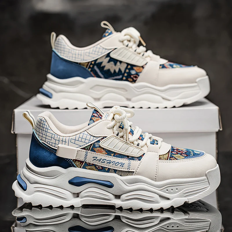 

Толстая подошва, весна 2024, новые мужские повседневные белые туфли, модные сетчатые удобные мужские кроссовки, парусиновые уличные износостойкие спортивные мужские кроссовки