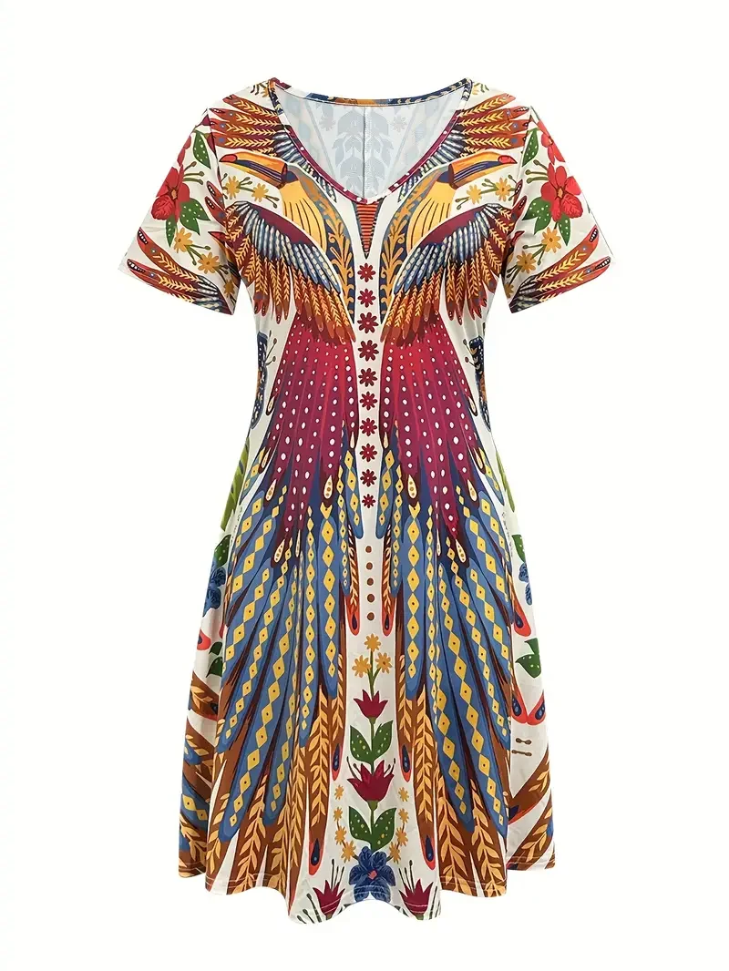 レディース ボヘミアン ドレス 長袖 花柄 マキシドレス ルーズフィット カジュアル ヴィンテージ スタイル ドレス