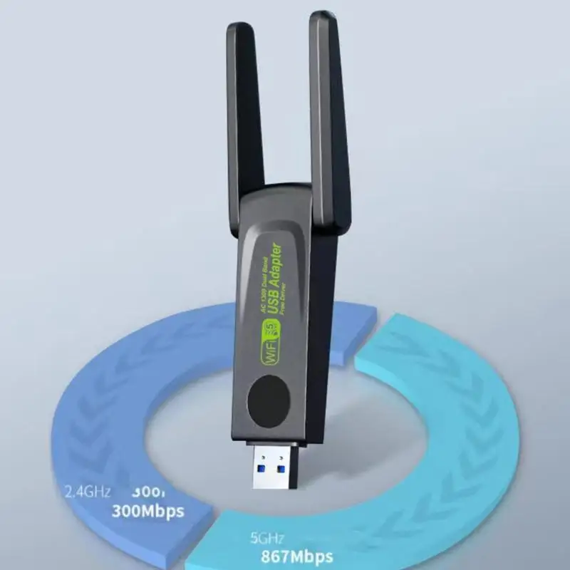 N84B 1300 Мбит / с USB Wi -Fi Адаптер для настольного ПК ноутбук 5 ГГц 2,4 ГГц двойной полосы USB3.0 Донг -адаптер беспроводной