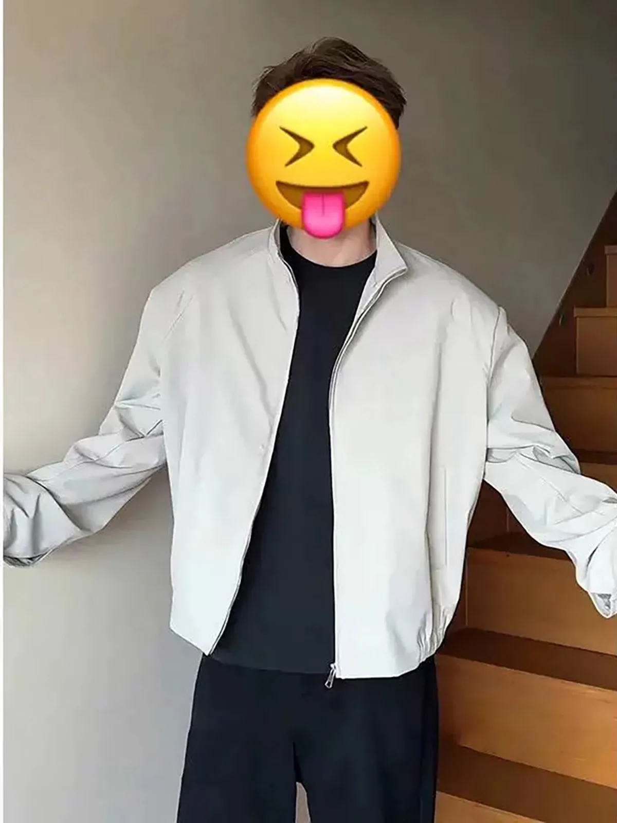American Style Short Flight Jacket Men's Handsome High-End CleanFit Shoulder Pad Baseball Coat Stand Collar Zipper Outerwear