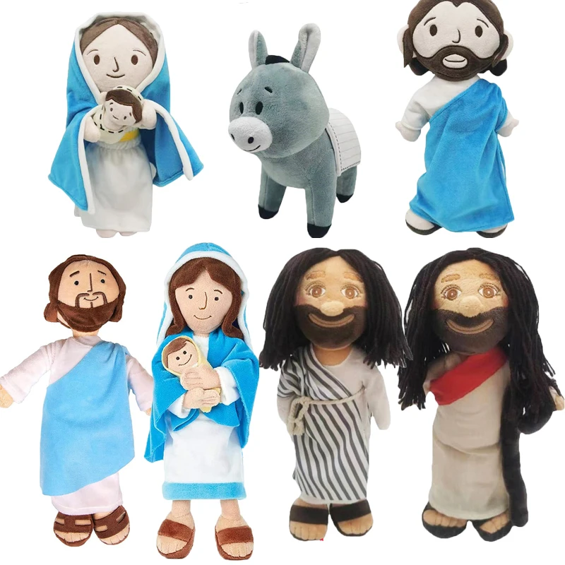 

Cartoon Jesus Virgin Mary Plush Doll Toy Stuffed Figure Christ Religious Believers Savior with Smile Soft Kids Educational Gifts