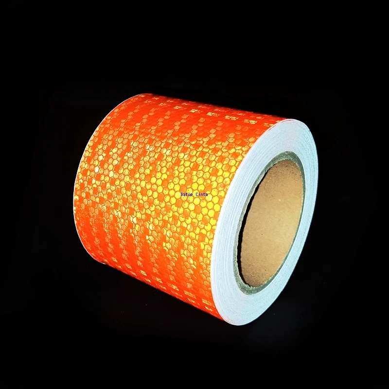 4inch*17FT High Visibility Reflectors Sticker Orange Warning Safety Adhesive Tape Waterproof Outdoor Strip For Car Truck Trailer