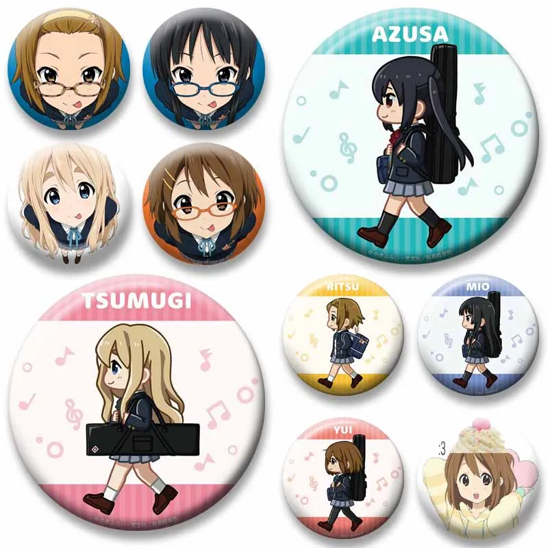 Cute Anime K-ON Brooch Cartoon Girl Mio Akiyama Tsumugi Yui Hirasawa Azusa Nakano Ritsu Lapel Pins Daily Stylish Ornament Badge