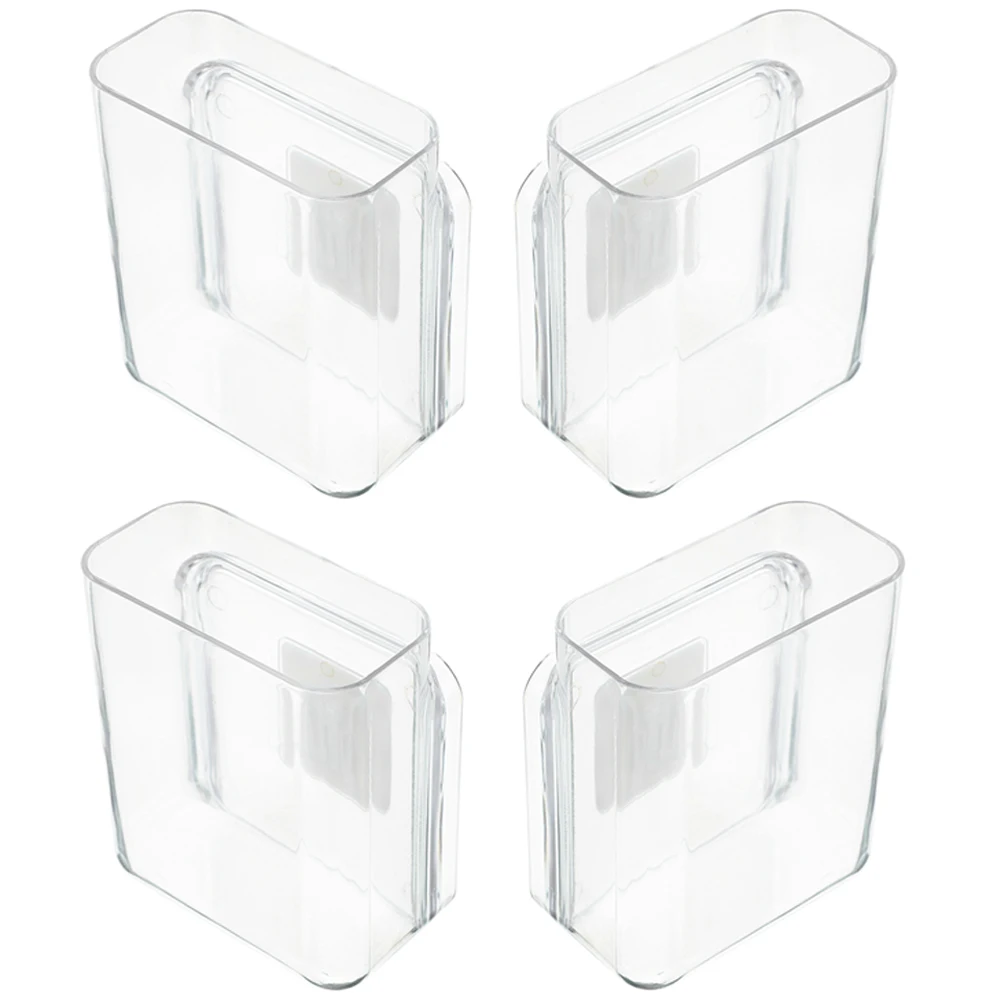 

4pcs Wall Mounted Storage Box Small Transparent Strong Adhesive Kitchen Bedroom Organizer Phone Holder Plastic Bins Cell