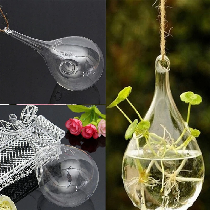 Glass Hanging Vase Flower Planter Container Pot Clear Ball Shaped Hydroponic Bottle Terrarium For Plant Flower Decoration