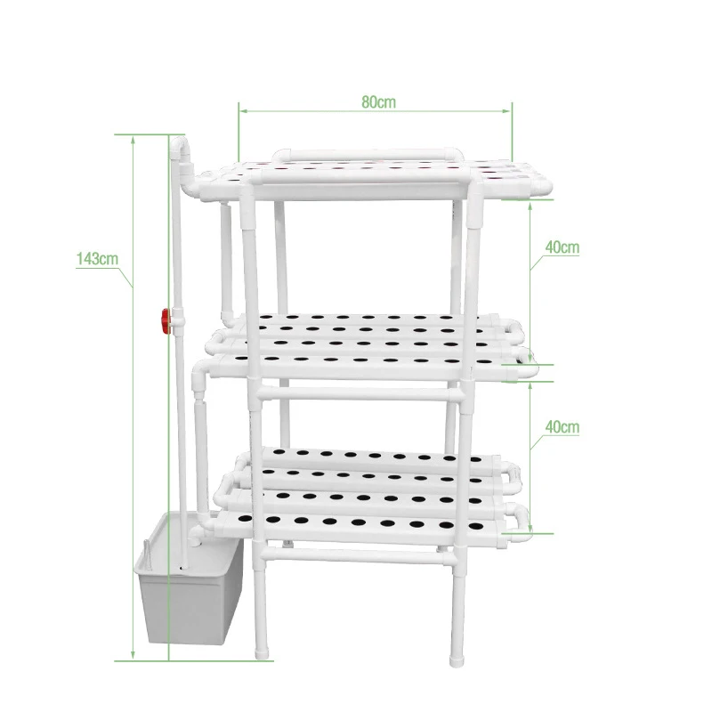 Hydroponics System with 108 Holes Nft Hydroponic System Kits Vertical Hydroponic Growing Systems PVC 90*50mm Channel