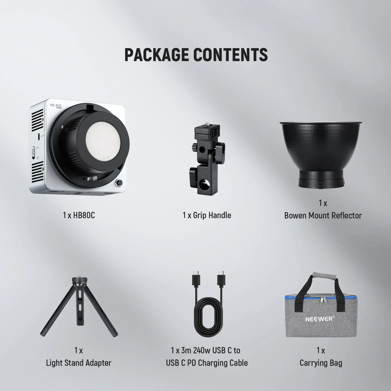 NEEWER HB80C 80W RGB COB RGBWW LED Video Light with Built-in 72Wh Battery & 100W PD Fast Charging Continuous Output Lighting