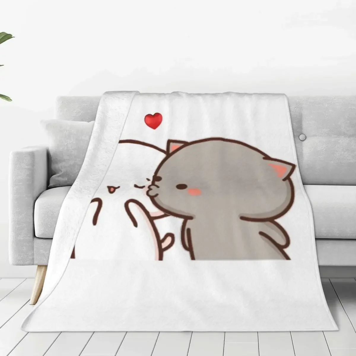 Super Warm Blanket Travel Office Milk And Mocha Bedding Throws Kawaii Cat Kiss Flannel Bedspread Living Room Sofa Bed Cover