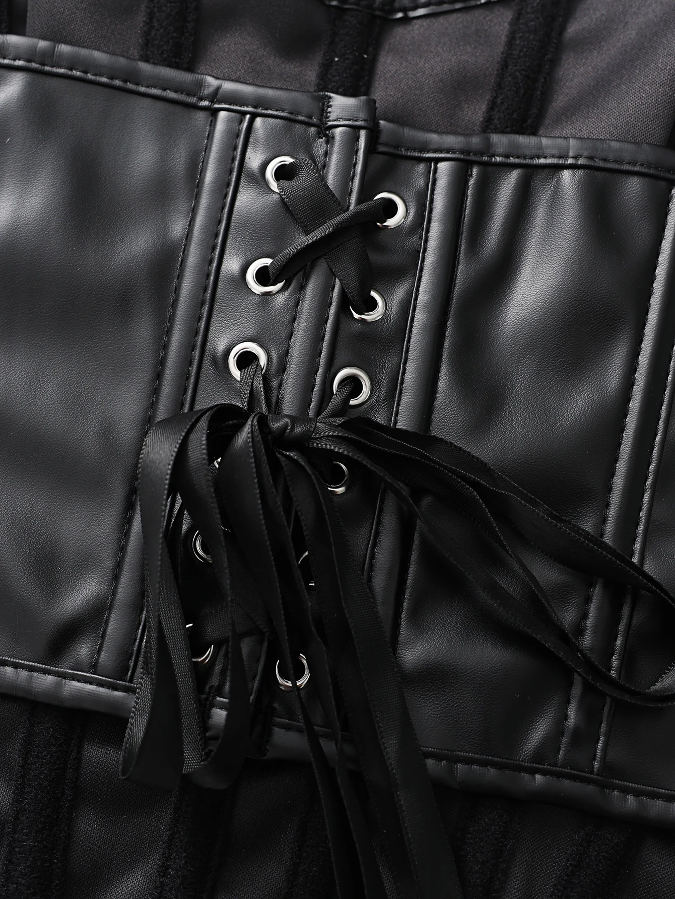 Damen Kunstleder Trägerloses Korsett-Top, Sexy Taillenformer mit Knochenverstärkung für eine schlanke Silhouette – Detail 7