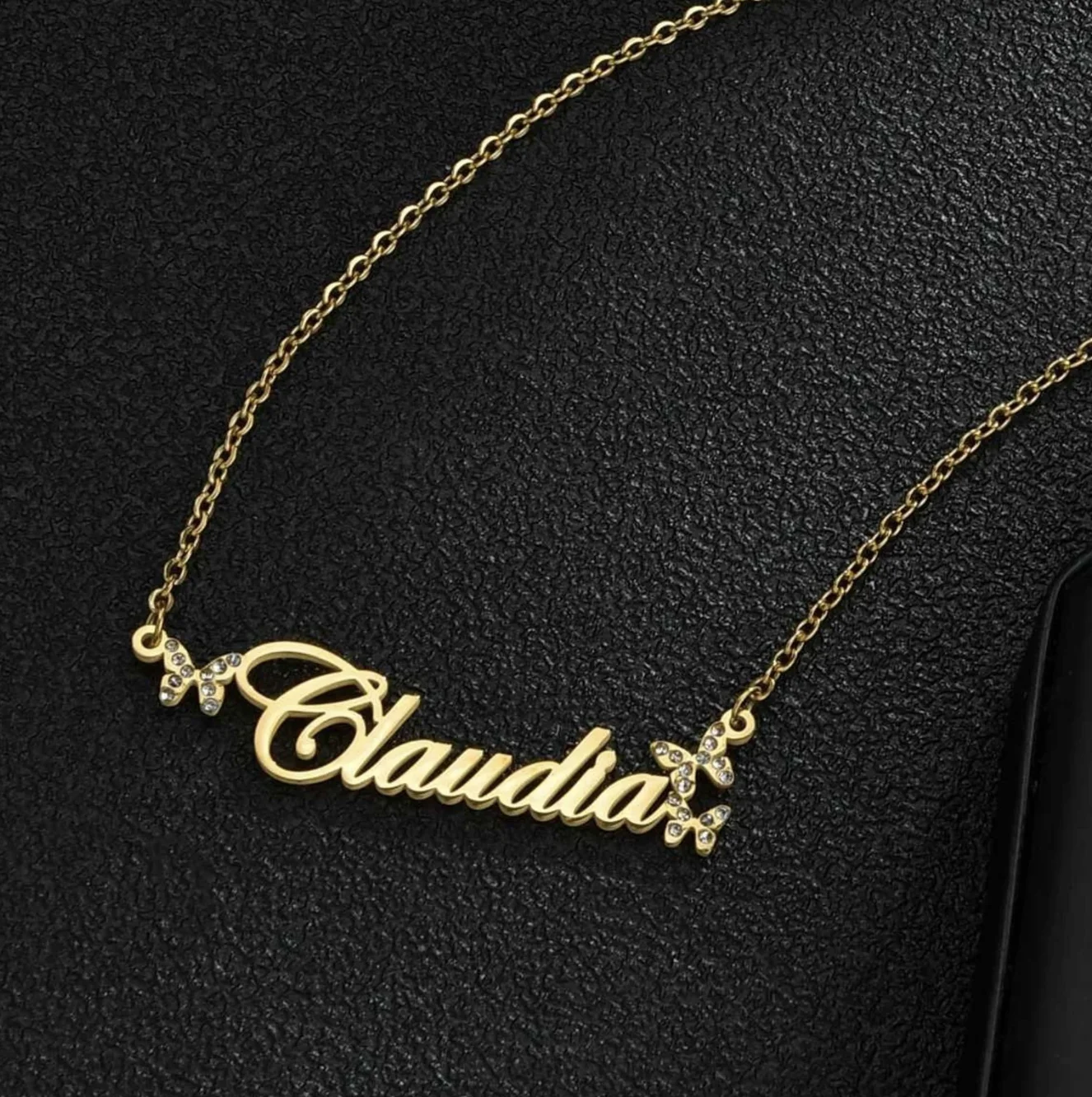 2023 New Stainless Steel Custom Name Necklaces for Women Butterfly Zircon Pendant Necklace Personalized Jewelry