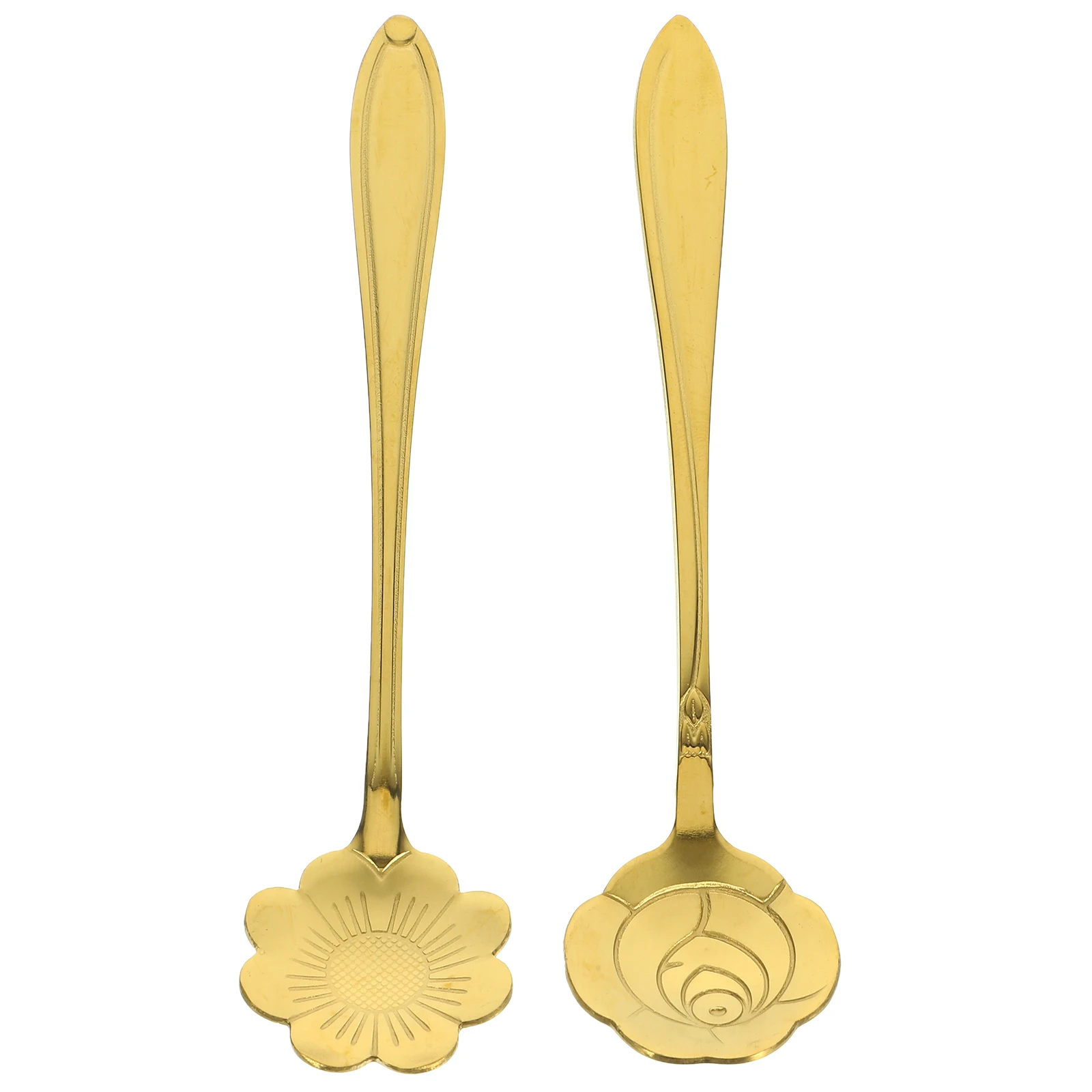 

2 Pcs Coffee Stirring Spoon Spoons Dessert Crafted Metal Tea Flower Mixing Stainless Steel
