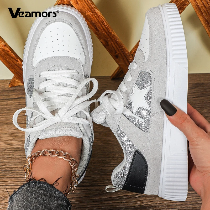 

Trendy Women Board Shoes Walking Flats Fashion Sequin Casual Sneakers Daily Versatile Leisure Shoes Breathable Flat Shoes