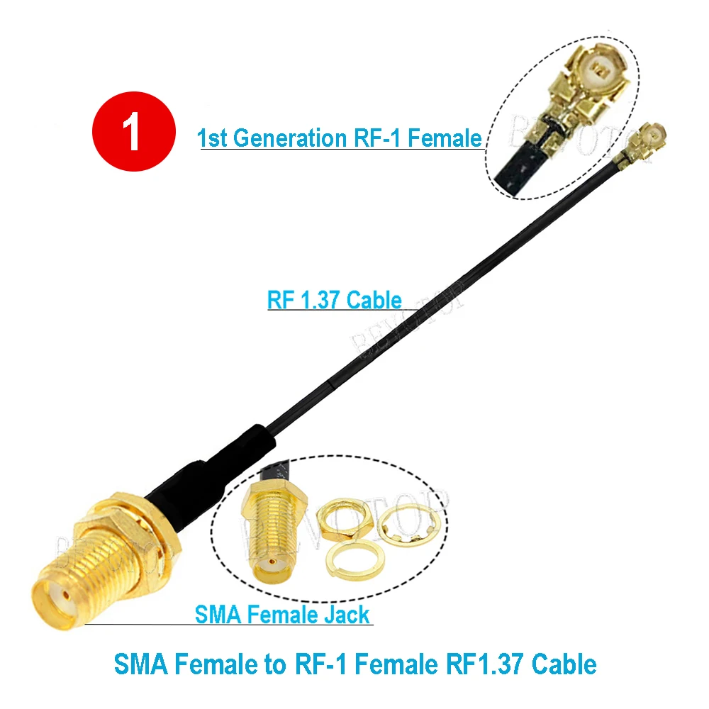 10PCS RF Coax Pigtail Antenna Extension Cable RF1.37 SMA RP-SMA/SMA Female to u.FL/IPX-1 Female Connector for Electronic Devices