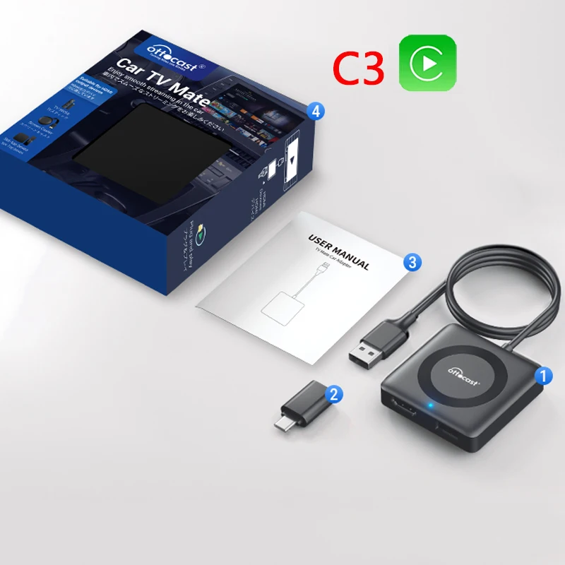 OTTOCAST Car TV Mate Wired to Wireless CarPlay Adapter Android