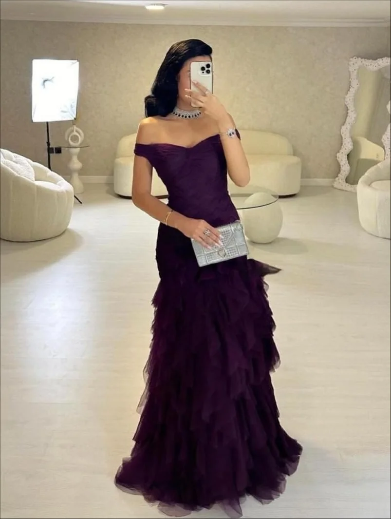 

Arabian Night Elegant Evening Dresses Claret Simpy Prom Gowns Floor-Length Party Dresses Customized Vestidos de noche Saudi