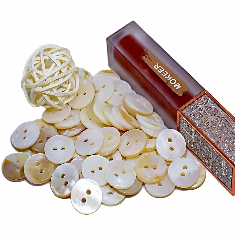 10PC Natural Freshwater White Mother of Pearl Round 2-holes Flatback Buttons Sewing Supplies Crafts DIY Scrapbooking Accessory