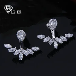 LXOEN Office Cubic Zirconia Stud Earrings For Women Gold Silver color Leaf Earrings for Women earrings nulseras Mujer Gifts