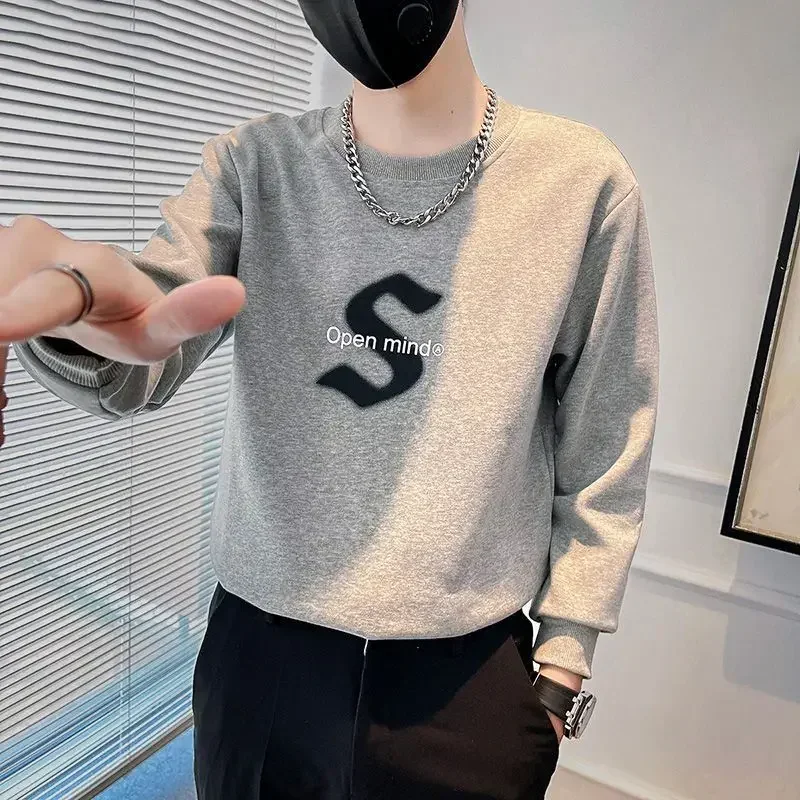 

Sweatshirts For Man Pullover White Men's Clothing Hoodieless T-shirt Top Print Cheap Korean Style Simple Stylish Hot Low Price