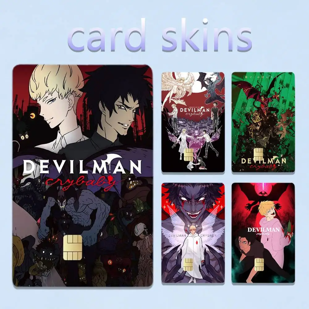 Anime D-Devilman C-Crybaby 4pcs 1Set Laser Holographic Sticker Skin Cover for Credit Bank Debit Card