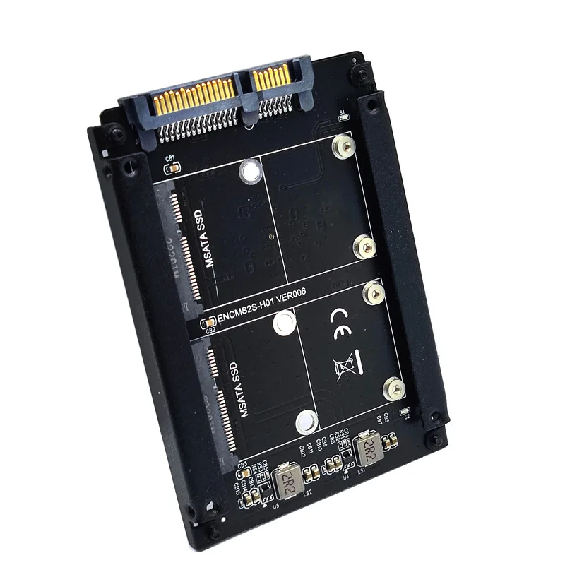 MSATA to SATA Adapter,Dual MSATA Mini-SATA SSD Card JBOD Raid0 Span Bridge to 2.5inch SATA Combo HDD Disk Drive Enclosure