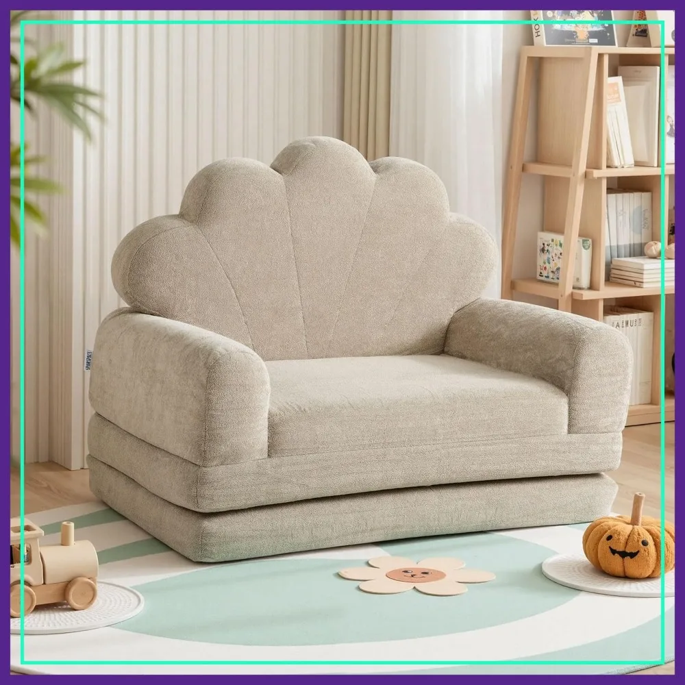 

2-in-1 Convertible Couch to Lounger with Pocket, Removable Cover, Comfy Fold Out Chair