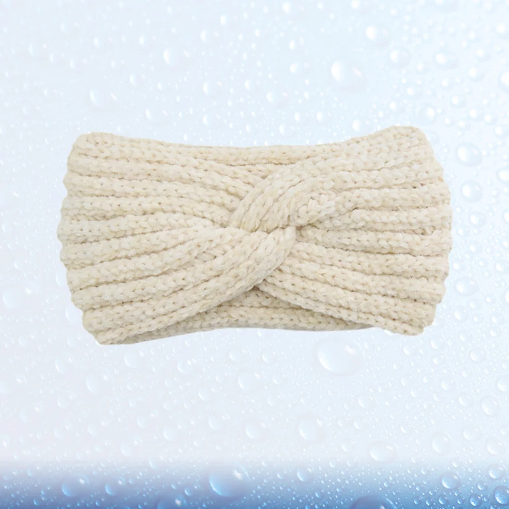 محبوك الصليب عقال الأبيض الرياضة حك الشتاء الدافئ ممارسة رباط شعر غزل الصوف المرأة عبر عقال