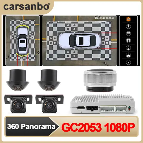 Carsanbo 모든 어라운드 뷰 360 도 버드 3D 카메라 서라운드 파노라마 시스템, DVR 녹음기 모니터링, 순환 검토, 1080P
