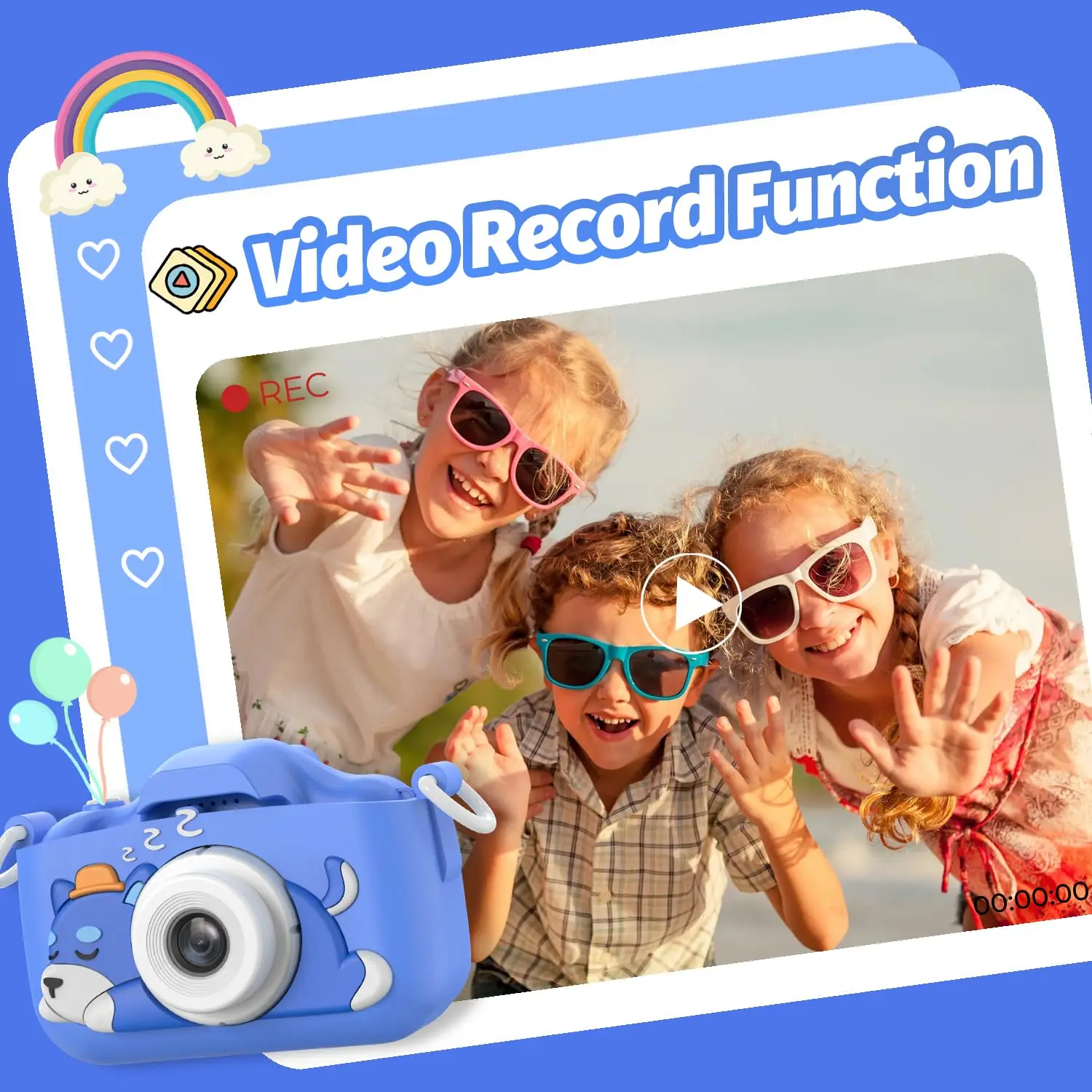 Kids Digital Camera - 1080P HD, 32GB Memory Card, Selfie Function, Shockproof Design, Best Gift for Children,