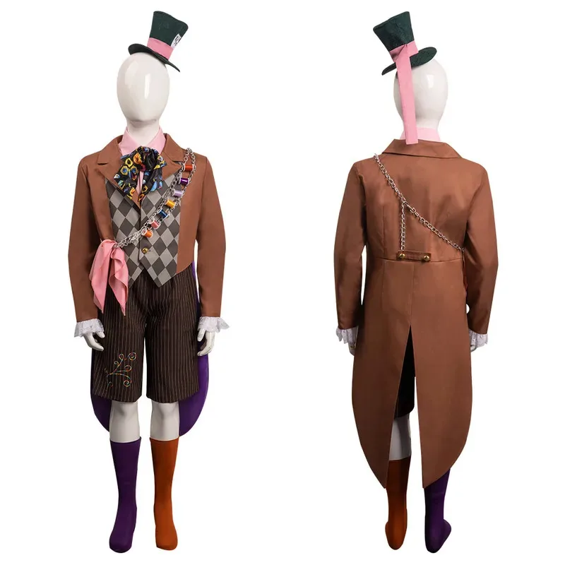 

Mad Cosplay Hatter Kids Boys Costume Movie Alice Roleplay Fantasia Outfits Children Child Halloween Carnival Party Clothes