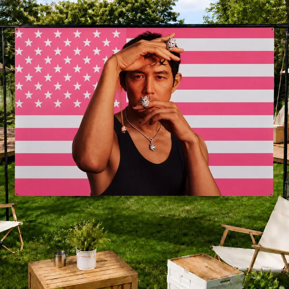 Film L-Lee Jung-jae Korean Actor Flags Fan support, home, dormitory, wall decoration, outdoor camping, party banners, gifts