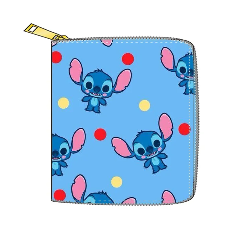 Porta carte Disney Stitch Stitch PU cerniera corta portafoglio piccolo ragazza ragazzo porta carte di cartone animato frizione