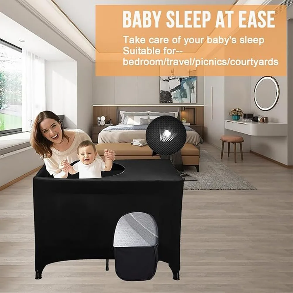 Pack And Play Crib Tent Blackout Cover Easy To Operate Breathable Fabric Comfort For Sleep Crib Cover Is So Soft