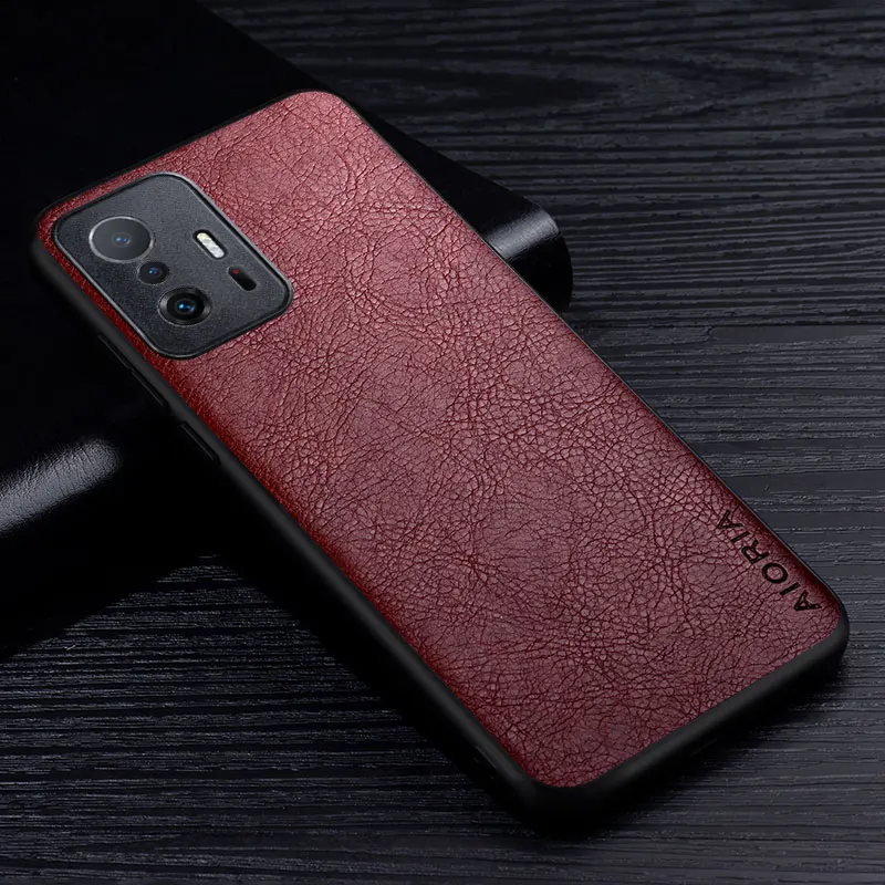 Funda de cuero de lujo para Xiaomi 11T Pro, estilo ejecutivo premium con patrón retro de lichi, cubierta trasera para xiaomi mi 11t pro 4