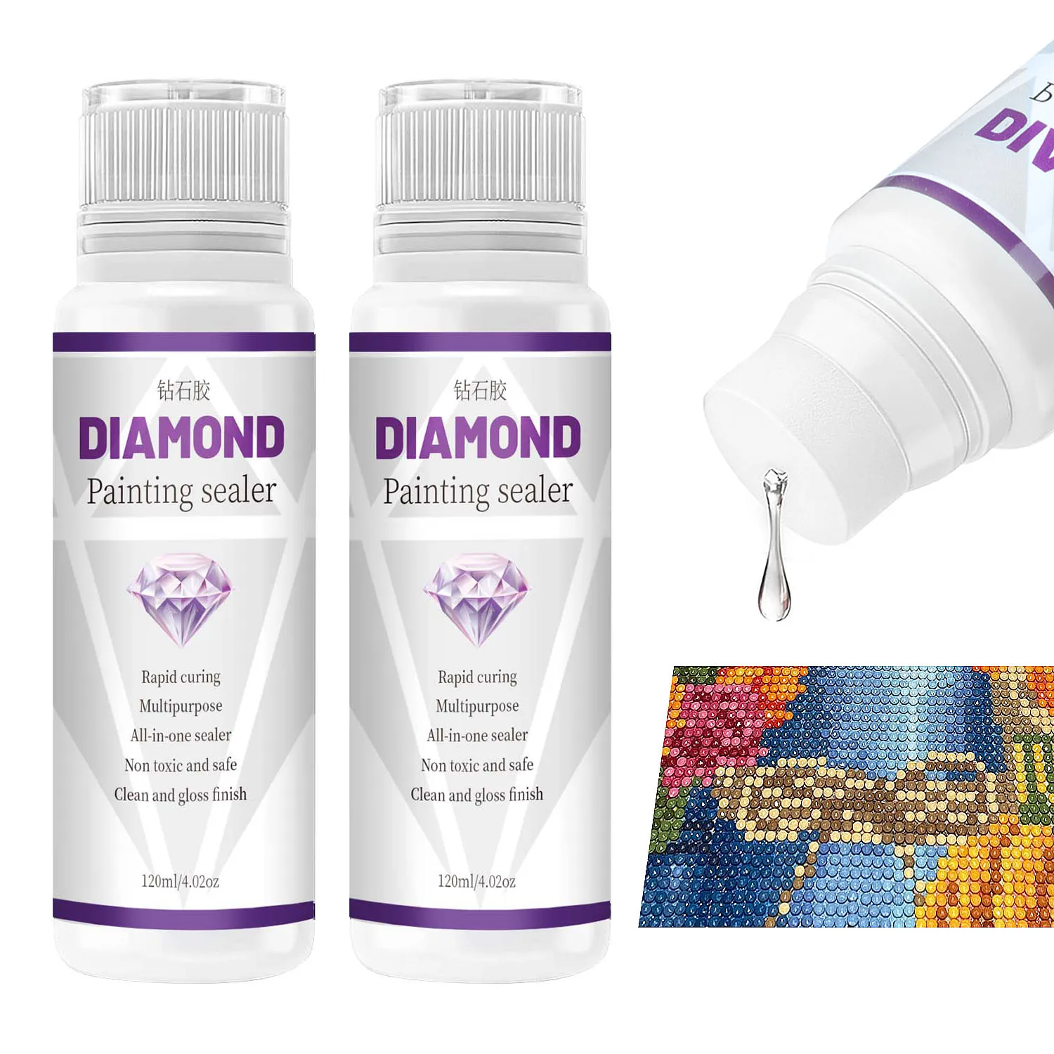 120ml DIY Diamond Painting Sealer Conserver Permanent Hold Shine Effect Sealer for All 5D Diamond Painting Brightener Drill Glue