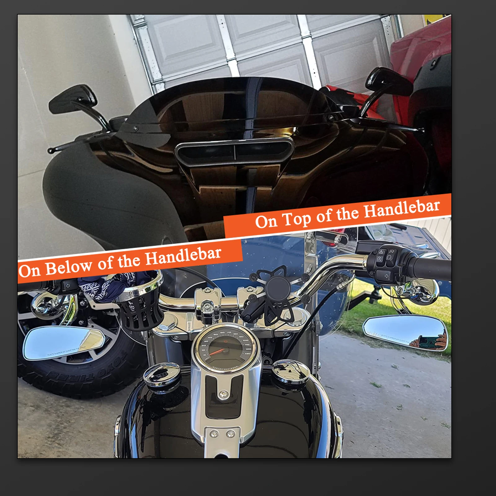 Motorrad zubehör Lenker 8mm seitliche Rückspiegel für Harley Honda Yamaha BSA Davidson Sportster Eisen 883 Street Glide Dyna Low Rider Fat Boy Erbe FXST FLHX FLHR FLHXSE motos 1984-2024 – Detail 10