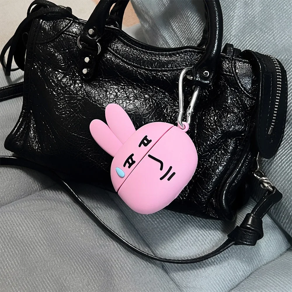 Spoof Pink Rabbit Case for AirPods 4 Airpod 1 2 3 Pro Pro2  Bluetooth Earbuds Charging Box Protective Earphone Case Cover
