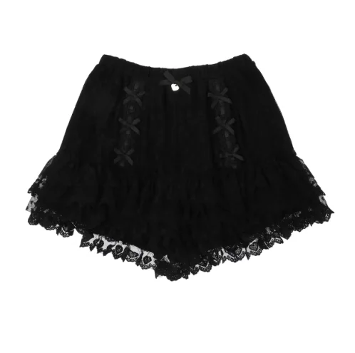 Japanese Style Sweet Cute Shorts for Women Lace Bow Love Elastic Waist Pantalones Cortos De Mujer All-Match Kawaii Lolita Shorts