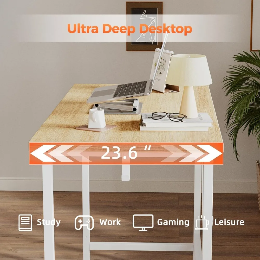 Gaming Computer Desk 48 x 24 with Wheels for Small Spaces, Modern Style Home Office Study Table