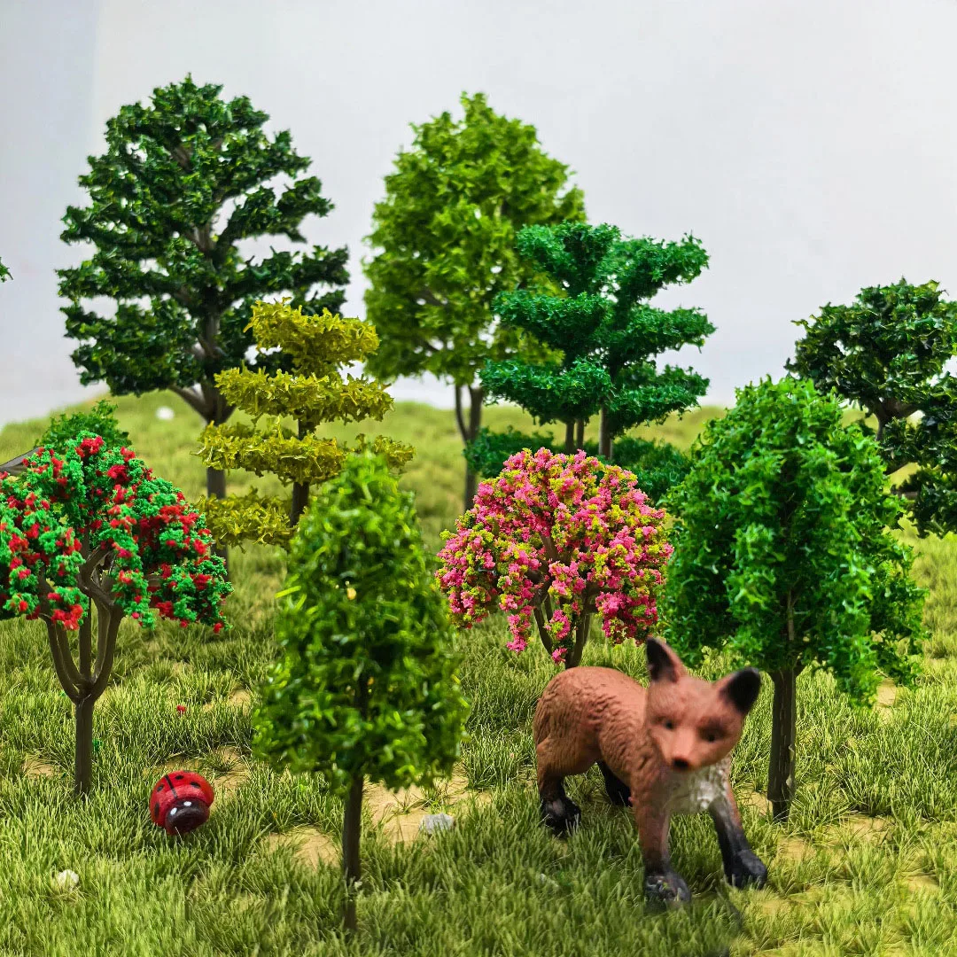 Height 6-7cm Miniature Tree Models DIY Building Sand Table Train Railway Micro Landscape Plants Tree Model Materials 10Pcs/lot