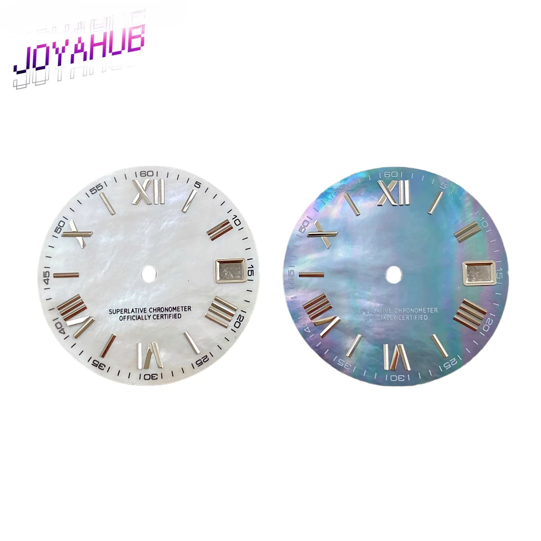 

Custom LOGO 28.5mm Mother of Pearl dial watch modification accessories Roman without luminous compatible with NH35 movement dial